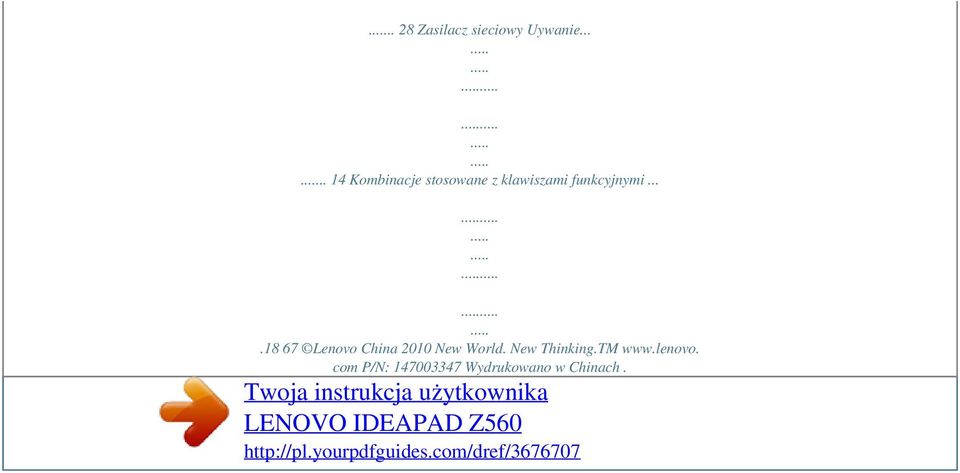 .... 14 Kombinacje stosowane z klawiszami funkcyjnymi.