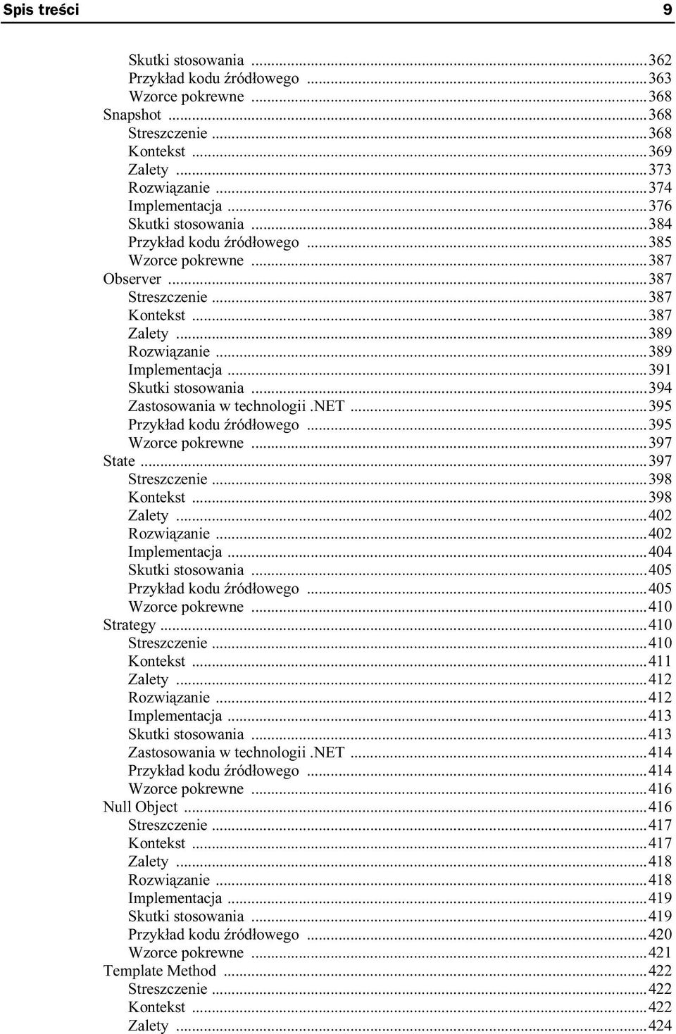 ..394 Zastosowania w technologii.net...395 Przykład kodu źródłowego...395 Wzorce pokrewne...397 State...397 Streszczenie...398 Kontekst...398 Zalety...402 Rozwiązanie...402 Implementacja.