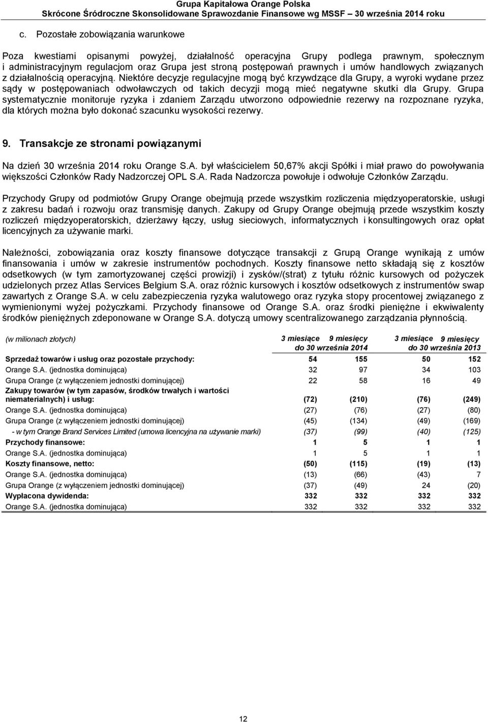 umów handlowych związanych z działalnością operacyjną.