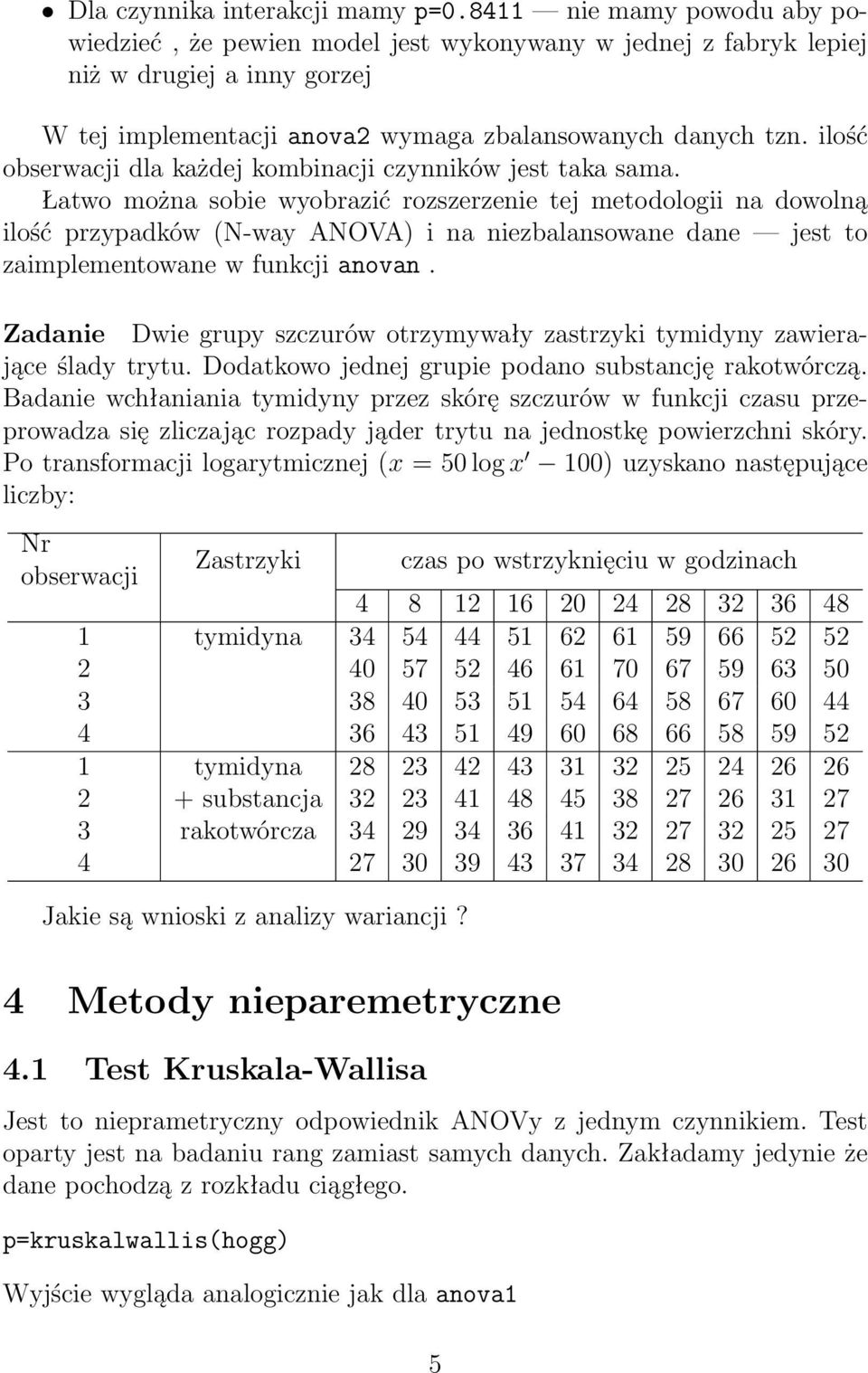 ilość obserwacji dla każdej kombinacji czynników jest taka sama.