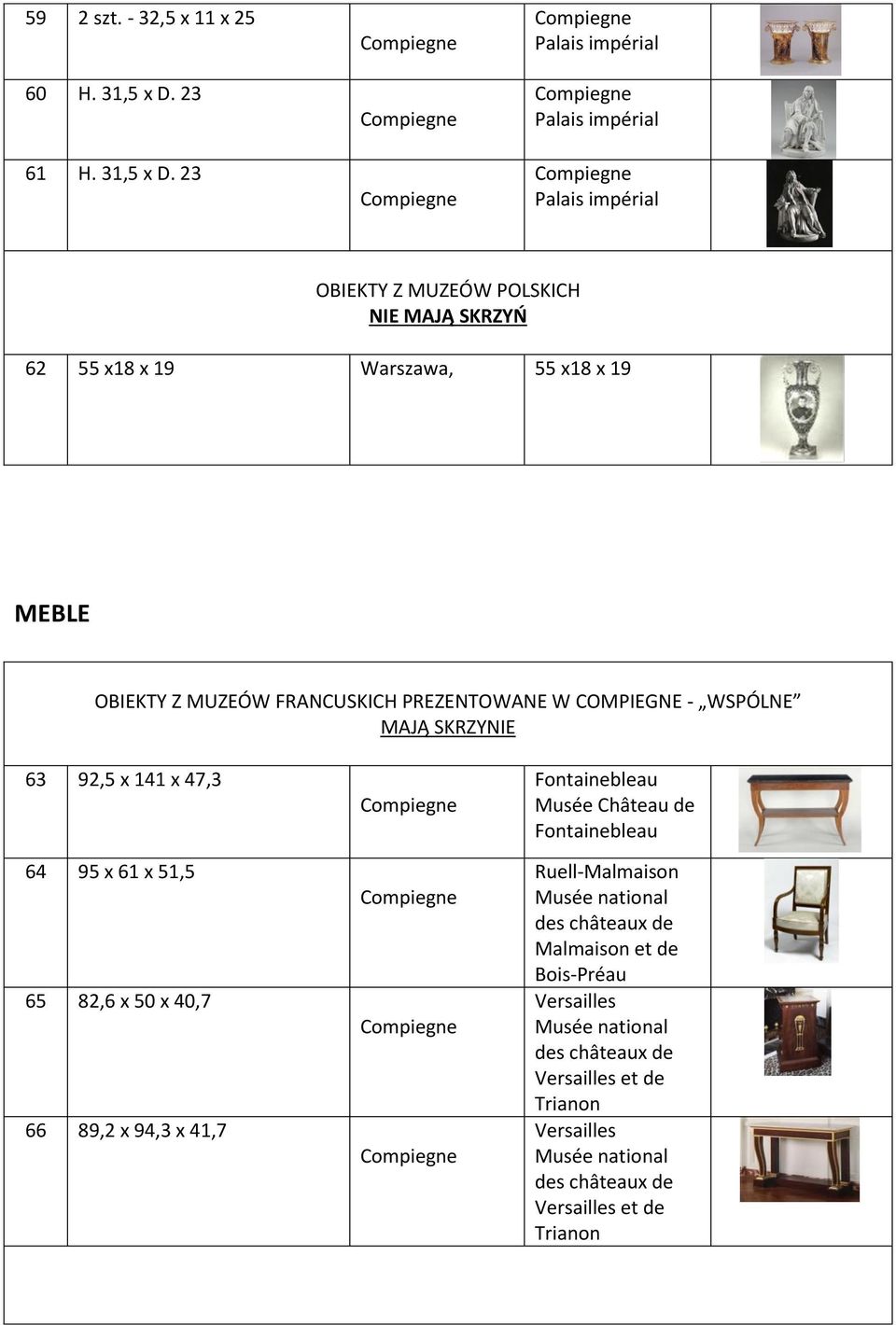 23 OBIEKTY Z MUZEÓW POLSKICH 62 55 x18 x 19 55 x18 x 19 MEBLE OBIEKTY Z MUZEÓW