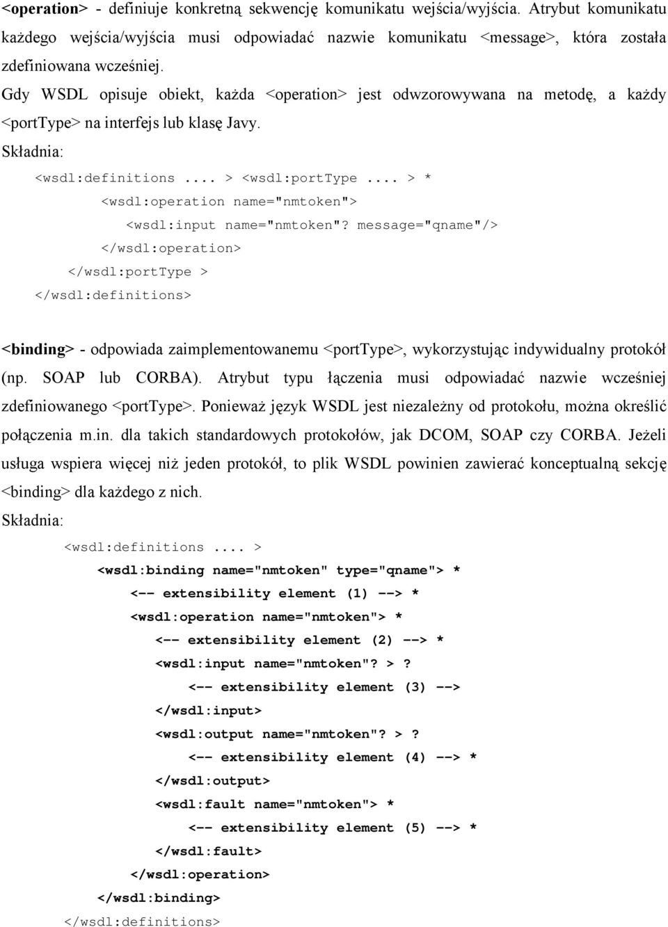 .. > * <wsdl:operation name="nmtoken"> <wsdl:input name="nmtoken"?