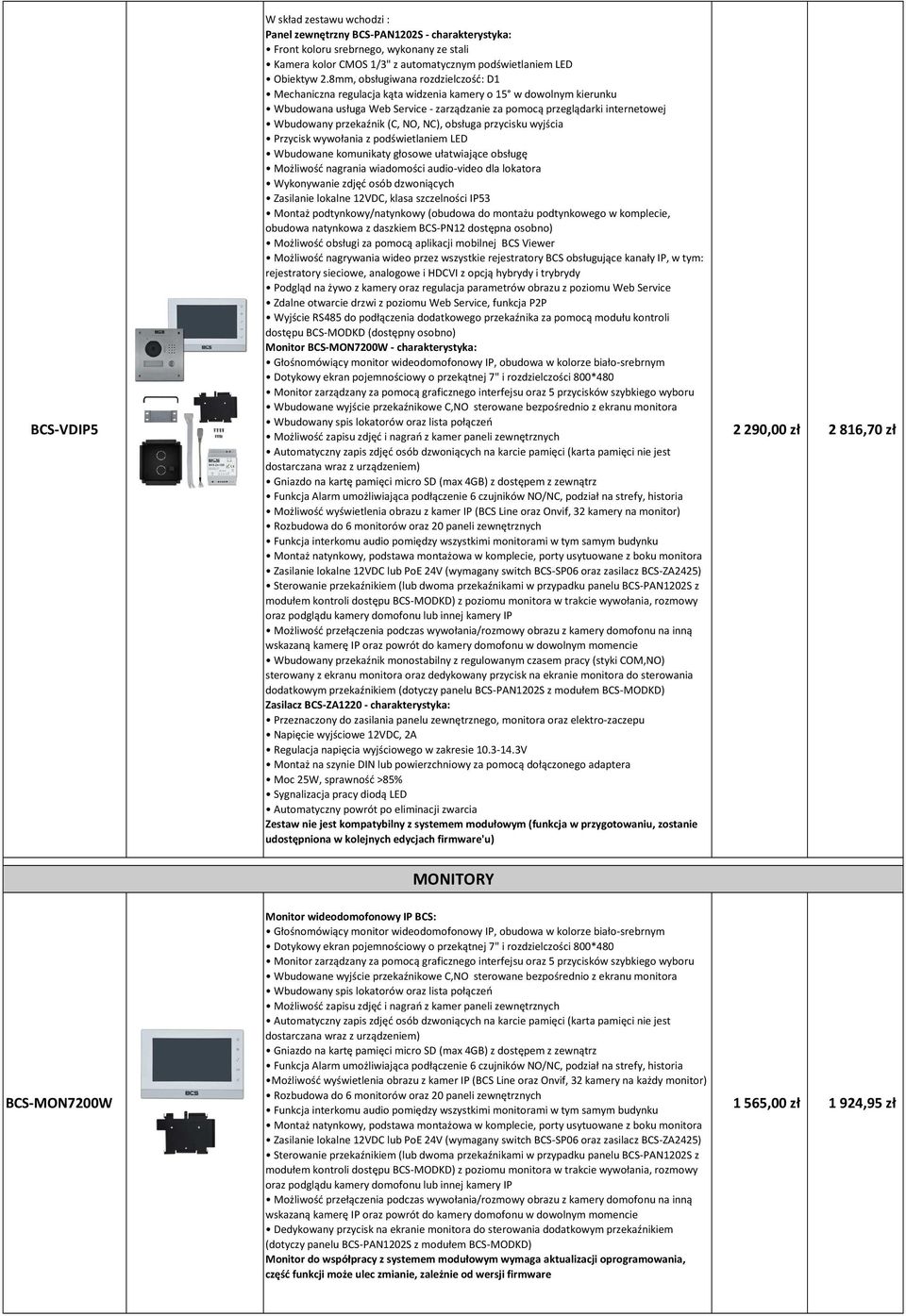 przekaźnik (C, NO, NC), obsługa przycisku wyjścia Przycisk wywołania z podświetlaniem LED Wbudowane komunikaty głosowe ułatwiające obsługę Możliwość nagrania wiadomości audio-video dla lokatora