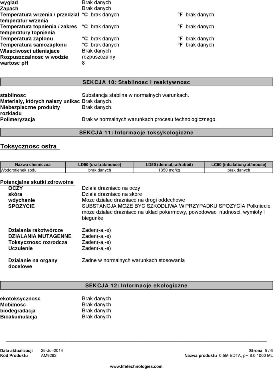 Materialy, których nalezy unikac. Niebezpieczne produkty. rozkladu Polimeryzacja Brak w normalnych warunkach procesu technologicznego.