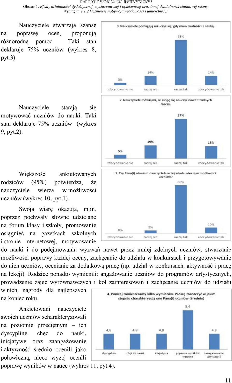 poprzez pochwały słowne udzielane na forum klasy i szkoły, promowanie osiągnięć na gazetkach szkolnych i stronie internetowej, motywowanie do nauki i do podejmowania wyzwań nawet przez mniej zdolnych