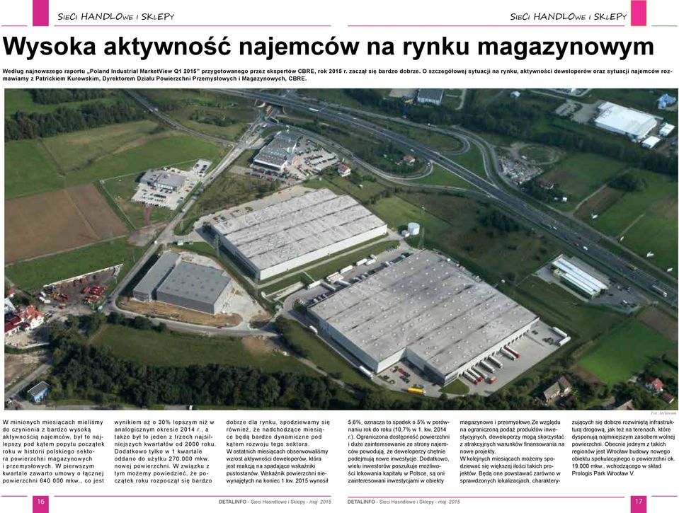 O szczegółowej sytuacji na rynku, aktywności deweloperów oraz sytuacji najemców rozmawiamy z Patrickiem Kurowskim, Dyrektorem Działu Powierzchni Przemysłowych i Magazynowych, CBRE.