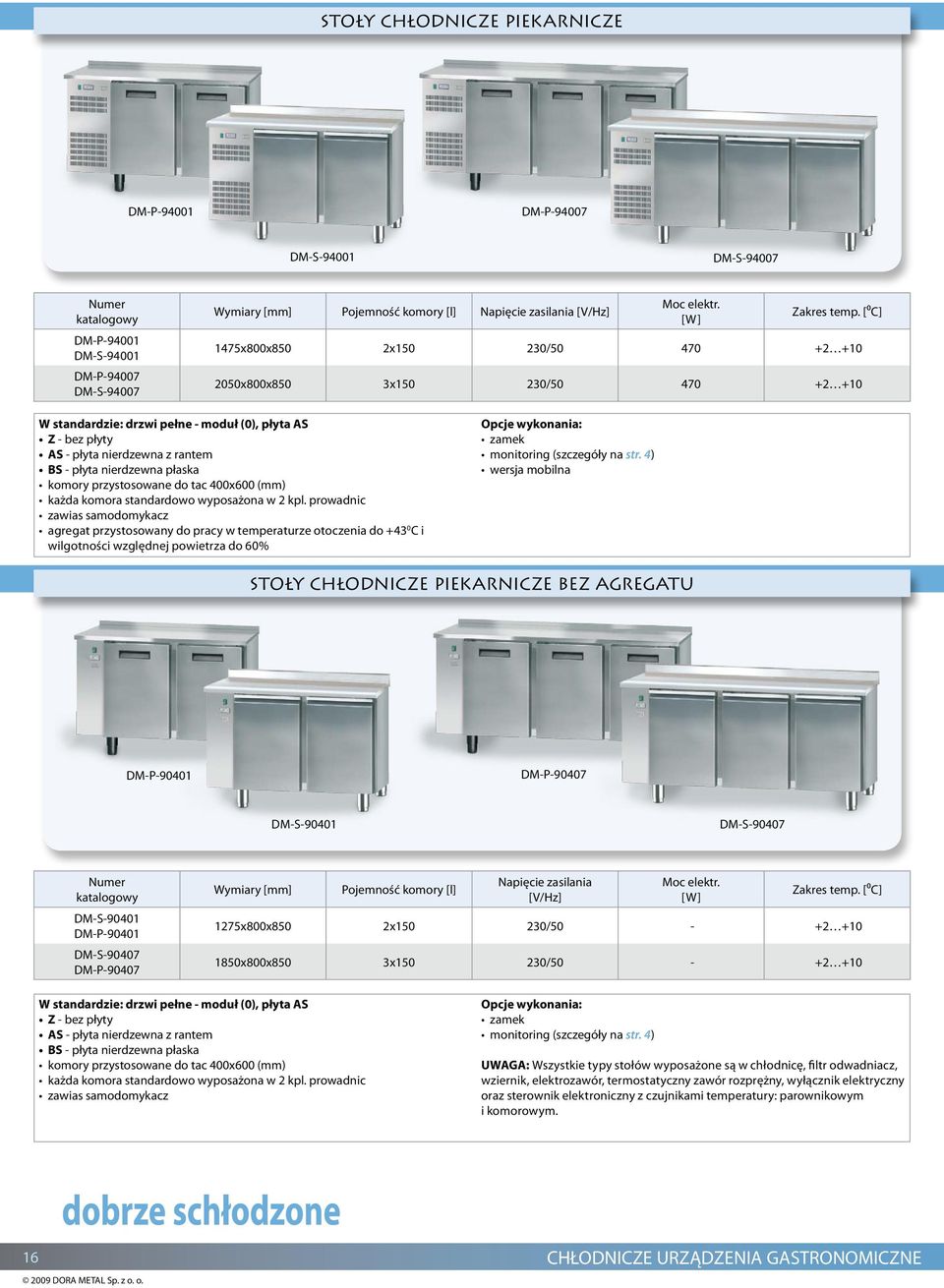 płaska komory przystosowane do tac 400x600 (mm) każda komora standardowo wyposażona w 2 kpl.