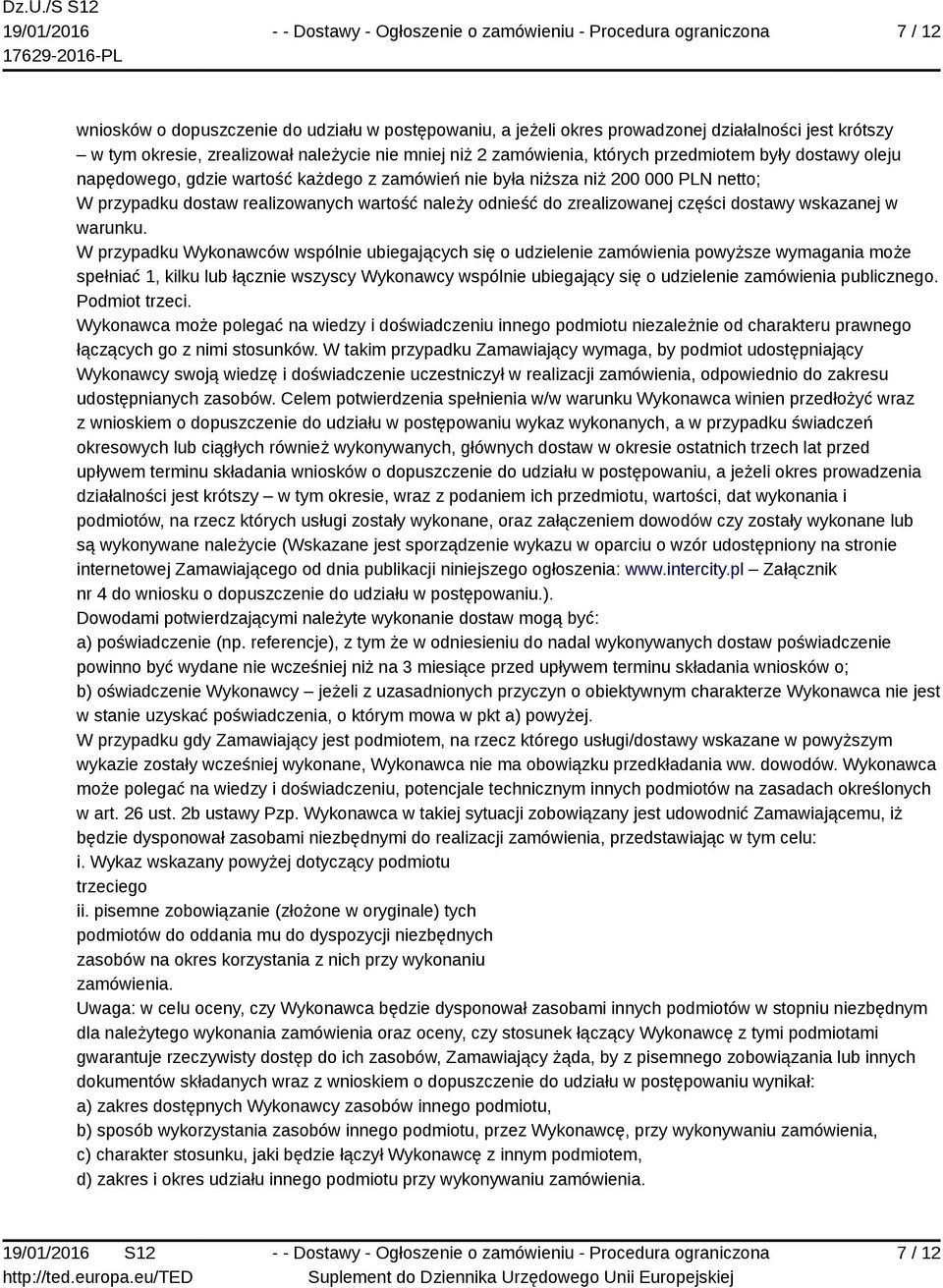 wskazanej w warunku.