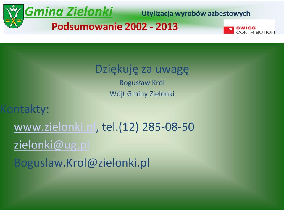 Kontakty: www.zielonki.pl, tel.