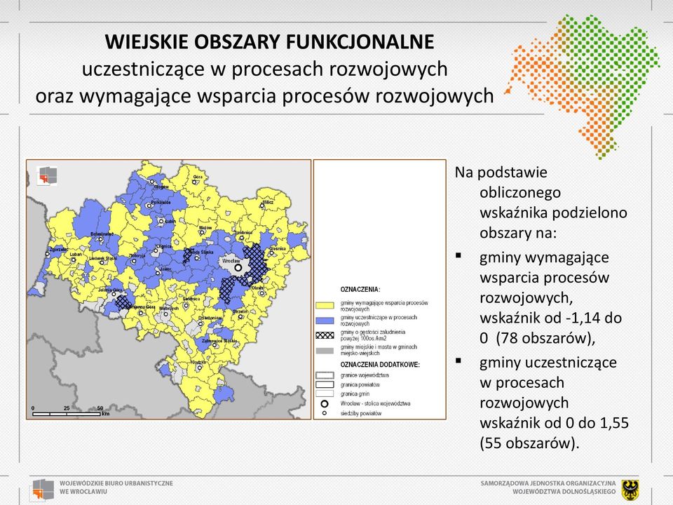 na: gminy wymagające wsparcia procesów rozwojowych, wskaźnik od -1,14 do 0 (78