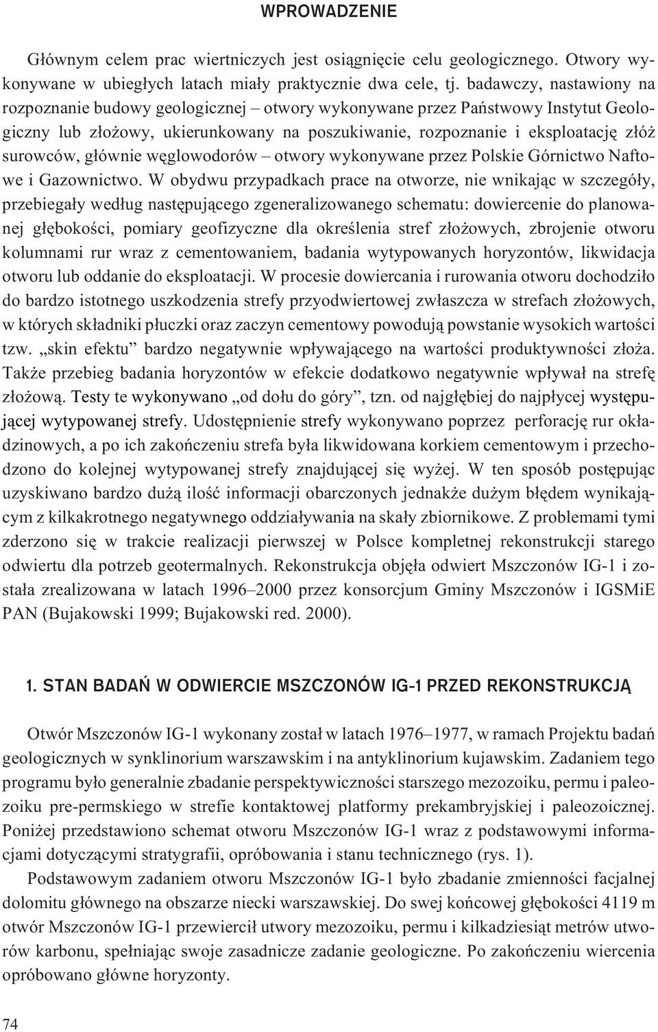 g³ównie wêglowodorów otwory wykonywane przez Polskie Górnictwo Naftowe i Gazownictwo.