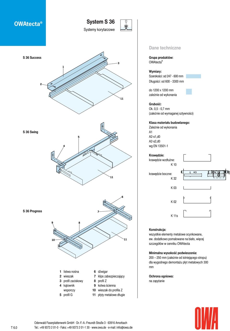 Konstrukcja: wszystkie elementy metalowe ocynkowane, ew.