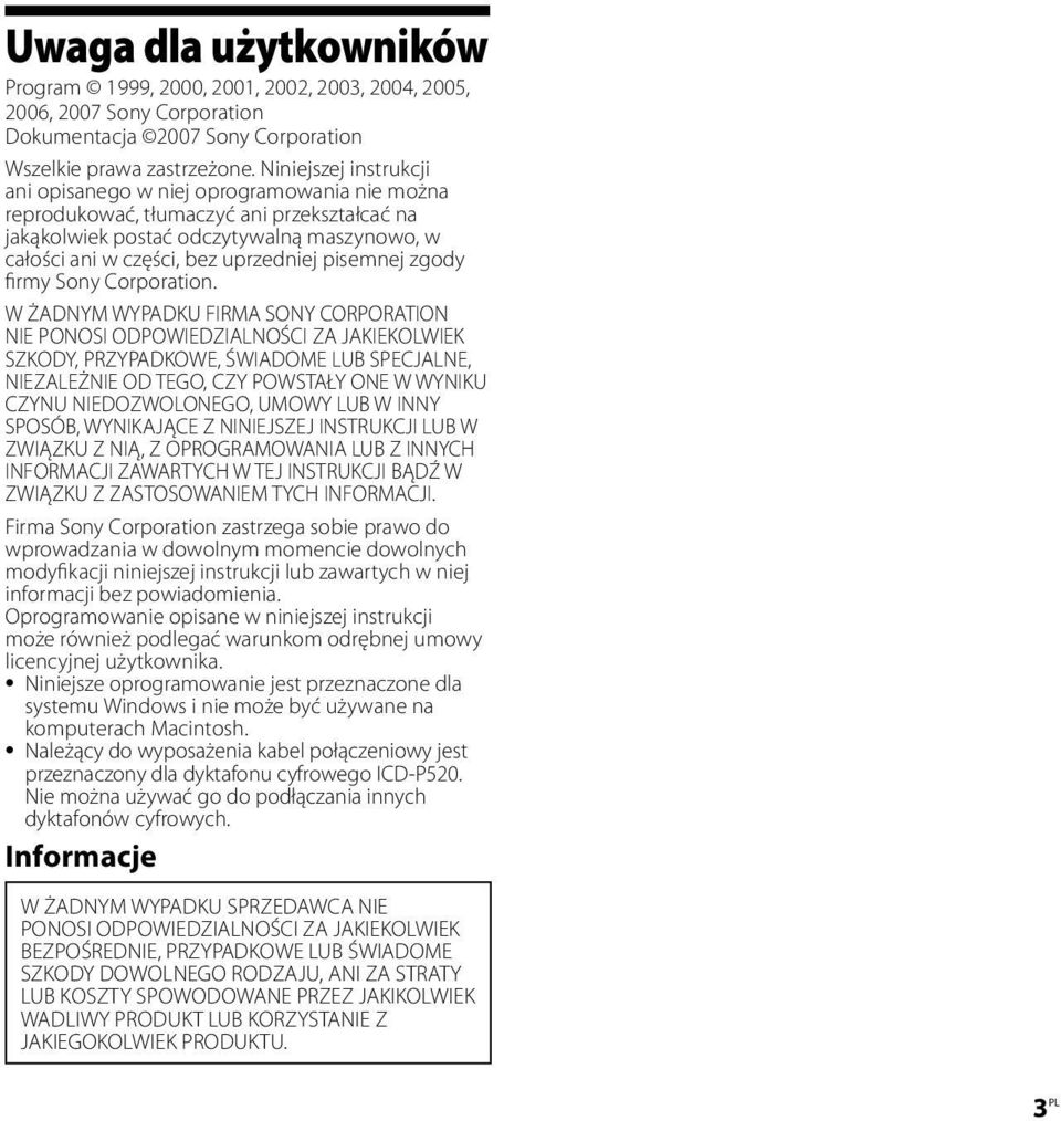 pisemnej zgody firmy Sony Corporation.