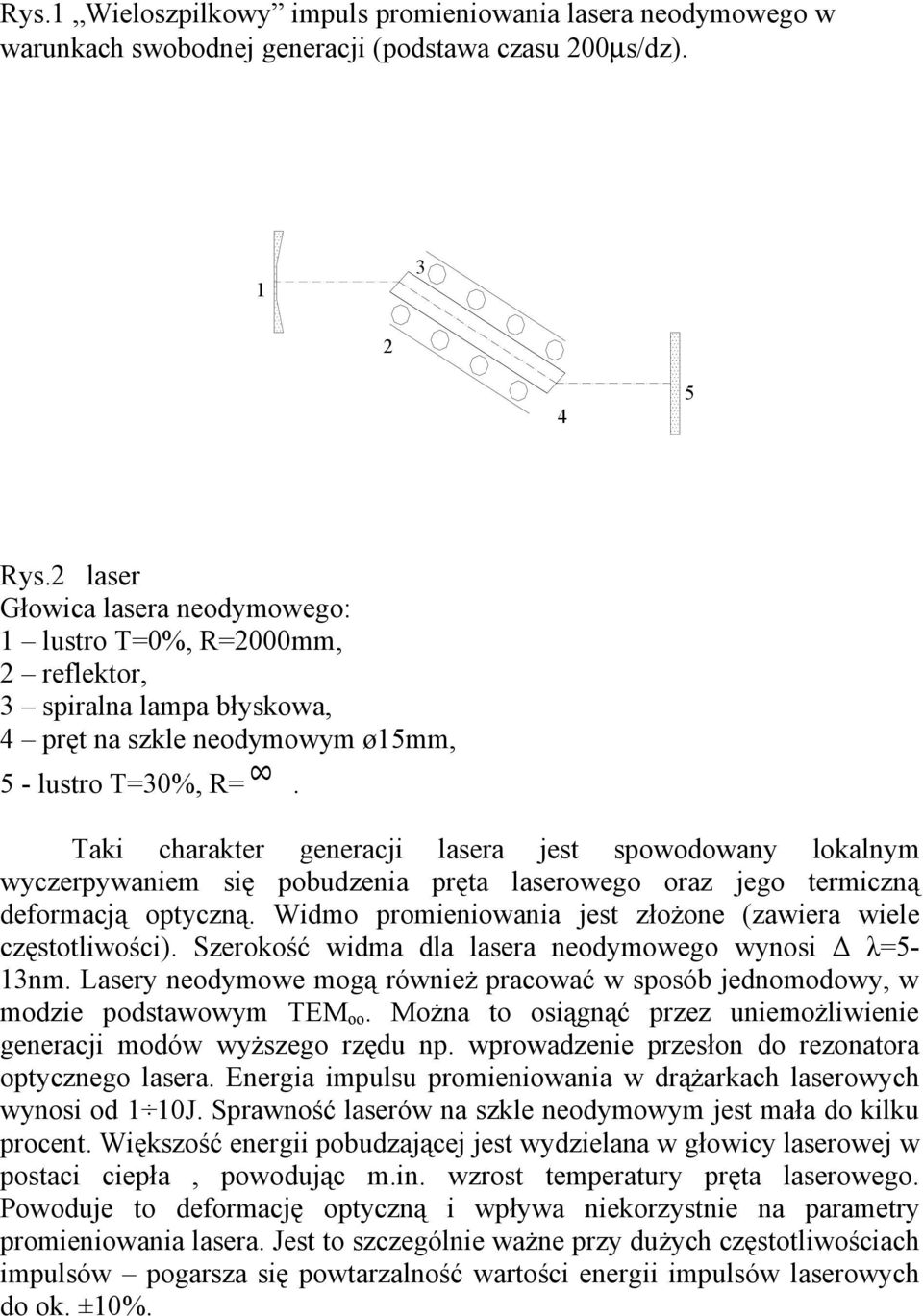 Taki charakter generacji lasera jest spowodowany lokalny wyczerpywanie się pobudzenia pręta laserowego oraz jego tericzną deforacją optyczną.