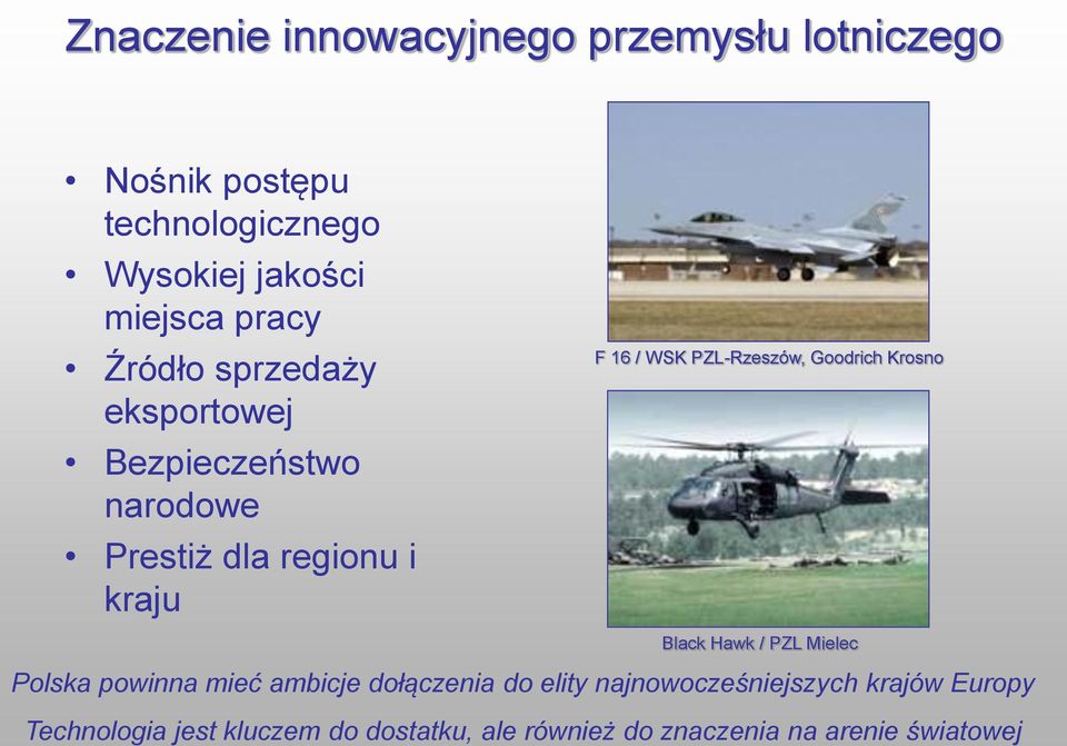 PZL-Rzeszów, Goodrich Krosno Black Hawk / PZL Mielec Polska powinna mieć ambicje dołączenia do elity