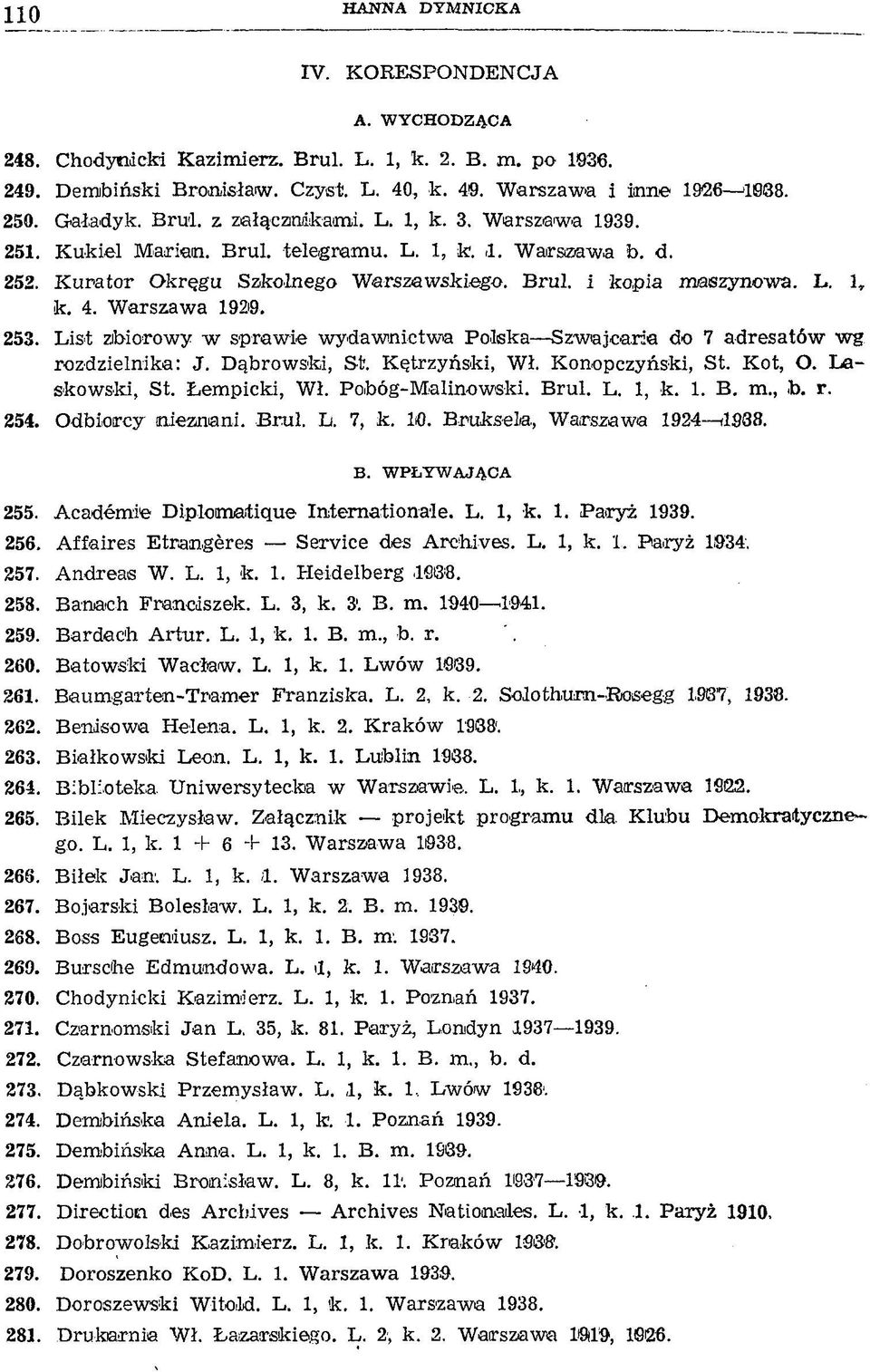 Warszawa 1929. 253. List zbiorowy w sprawie wydawnictwa Polska Szwajcaria do 7 adresatów w g rozdzielnika: J. Dąbrowski, St. Kętrzyński, Wł. Konopczyński, St. Kot, O. Laskowski, St. Łempicki, Wł.