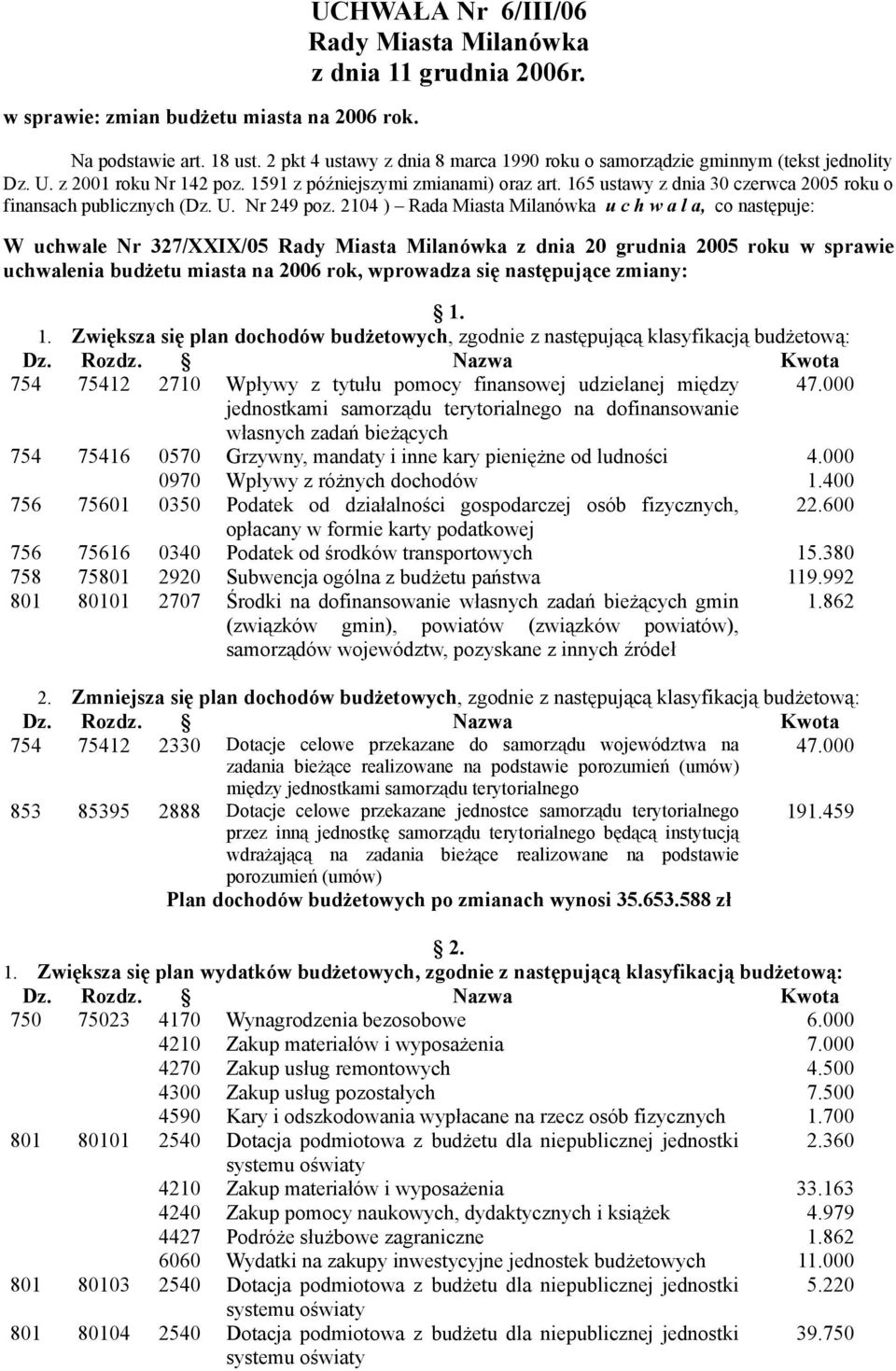 165 ustawy z dnia 30 czerwca 2005 roku o finansach publicznych (Dz. U. Nr 249 poz.