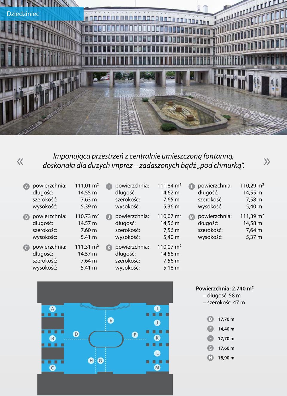 110,29 m 2 14,55 m 7,58 m 5,40 m powierzchnia: długość: szerokość: wysokość: 110,73 m 2 14,57 m 7,60 m 5,41 m powierzchnia: długość: szerokość: wysokość: 110,07 m 2 14,56 m 7,56 m 5,40 m