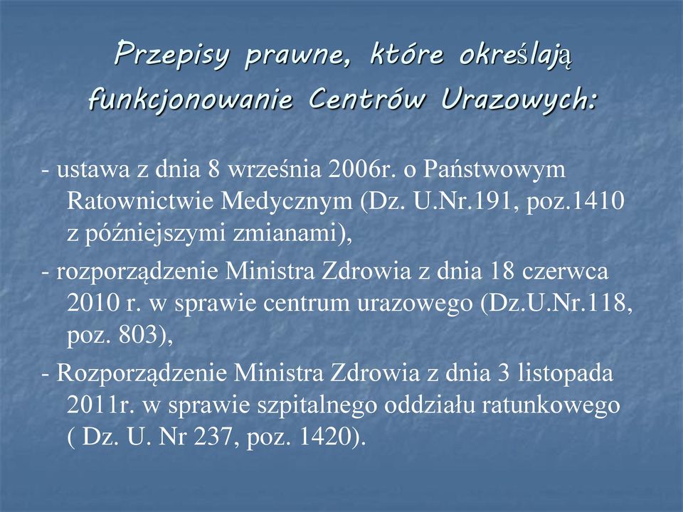 1410 z późniejszymi zmianami), - rozporządzenie Ministra Zdrowia z dnia 18 czerwca 2010 r.