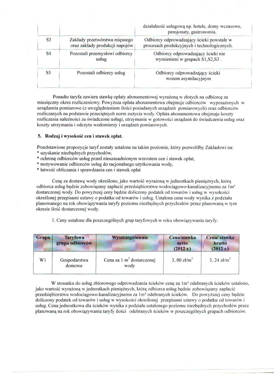 S4 Pozostal przemysłow odborcy Odborcy odprowadzający ścek ne usług wymenen w grupach S1,S2,S3.