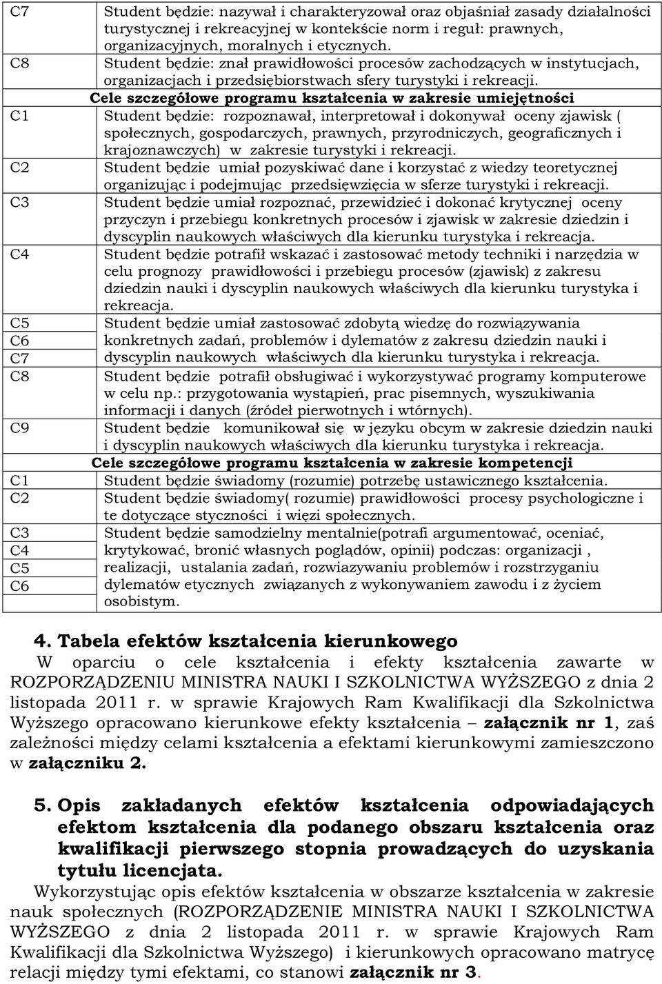 Cele szczegółowe programu kształcenia w zakresie umiejętności C1 Student będzie: rozpoznawał, interpretował i dokonywał oceny zjawisk ( społecznych, gospodarczych, prawnych, przyrodniczych,