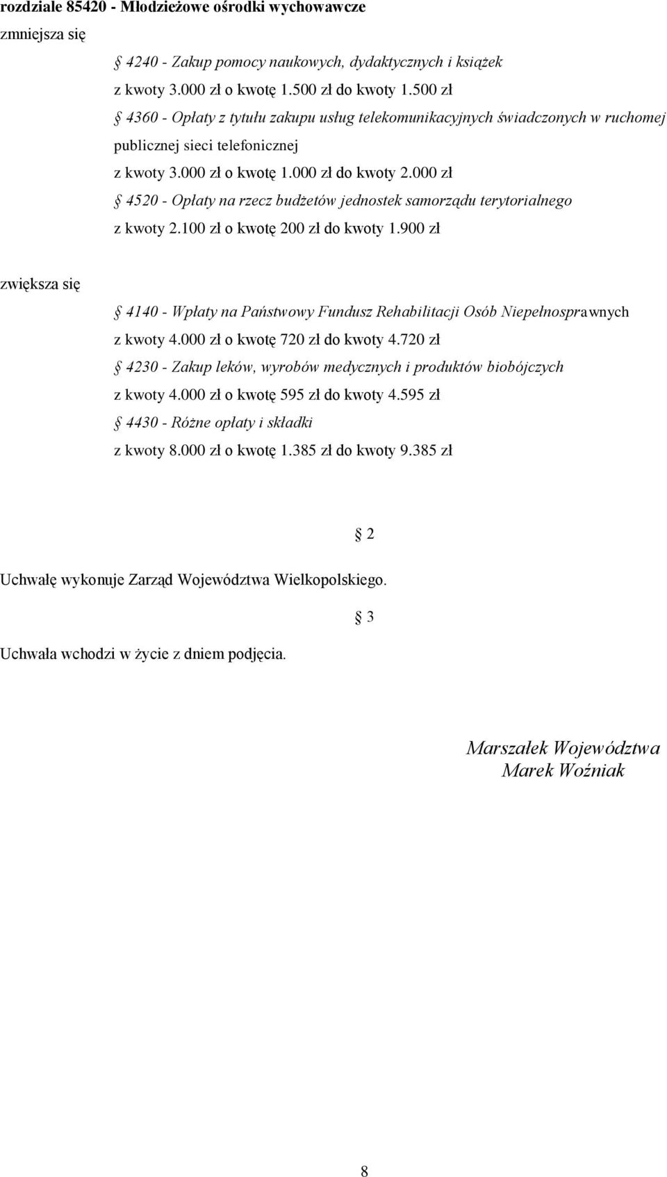 900 zł 4140 - Wpłaty na Państwowy Fundusz Rehabilitacji Osób Niepełnosprawnych z kwoty 4.000 zł o kwotę 720 zł do kwoty 4.