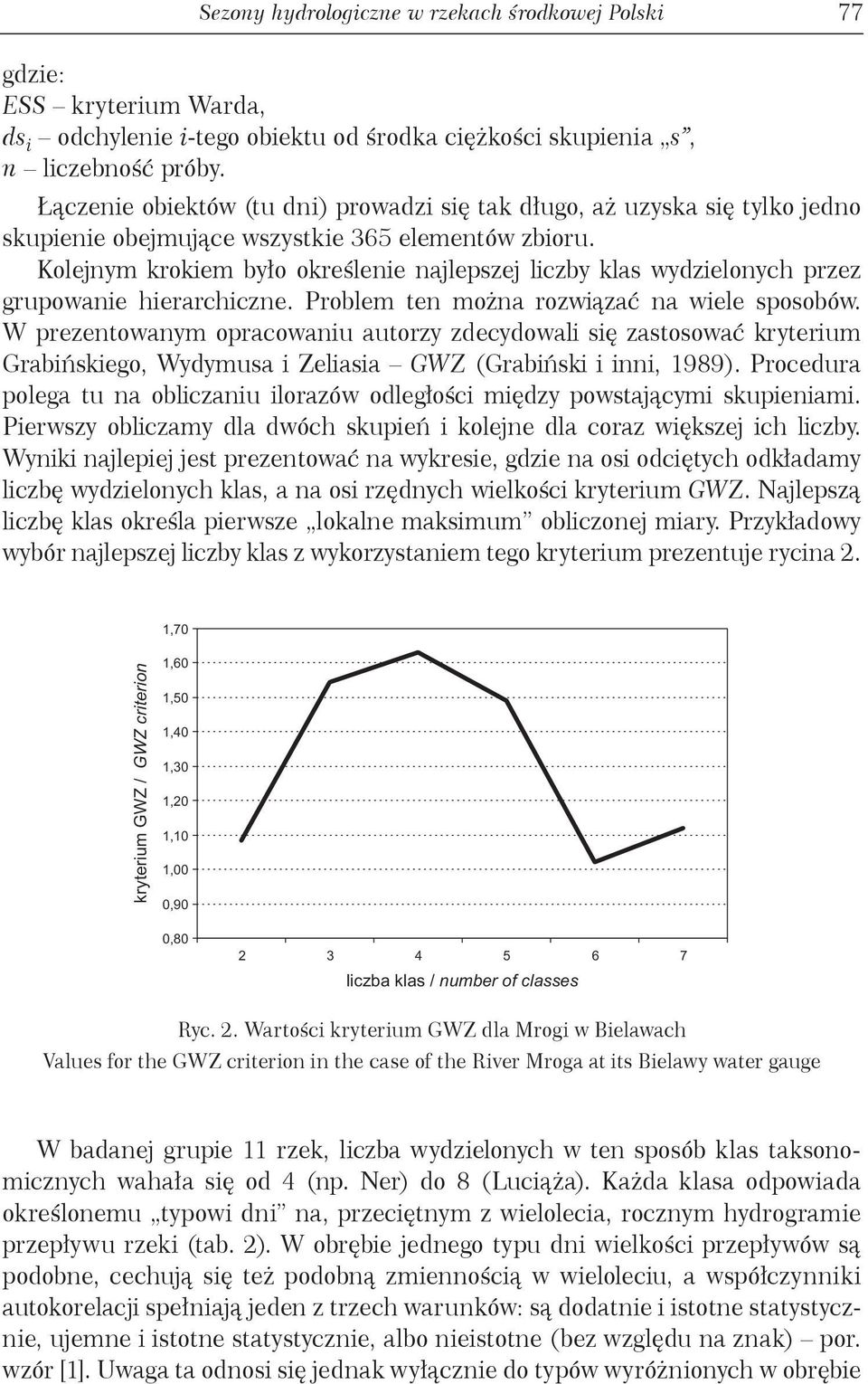 Kolejnym krokiem było określenie najlepszej liczby klas wydzielonych przez grupowanie hierarchiczne. Problem ten można rozwiązać na wiele sposobów.