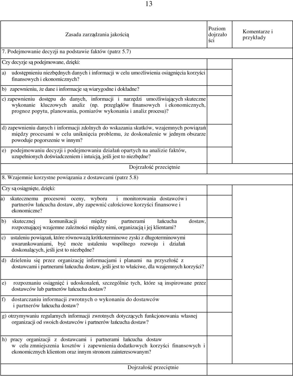 b) zapewnieniu, że dane i informacje są wiarygodne i dokładne? c) zapewnieniu dostępu do danych, informacji i narzędzi umożliwiających skuteczne wykonanie kluczowych analiz (np.
