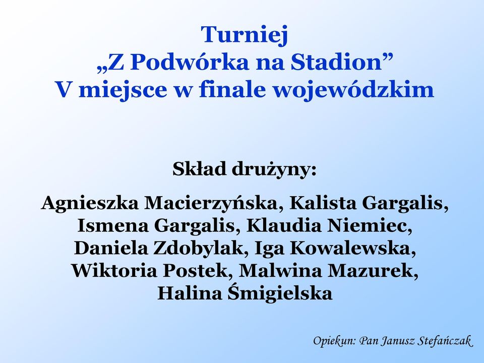Gargalis, Klaudia Niemiec, Daniela Zdobylak, Iga Kowalewska,