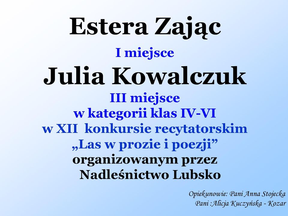 prozie i poezji organizowanym przez Nadleśnictwo Lubsko