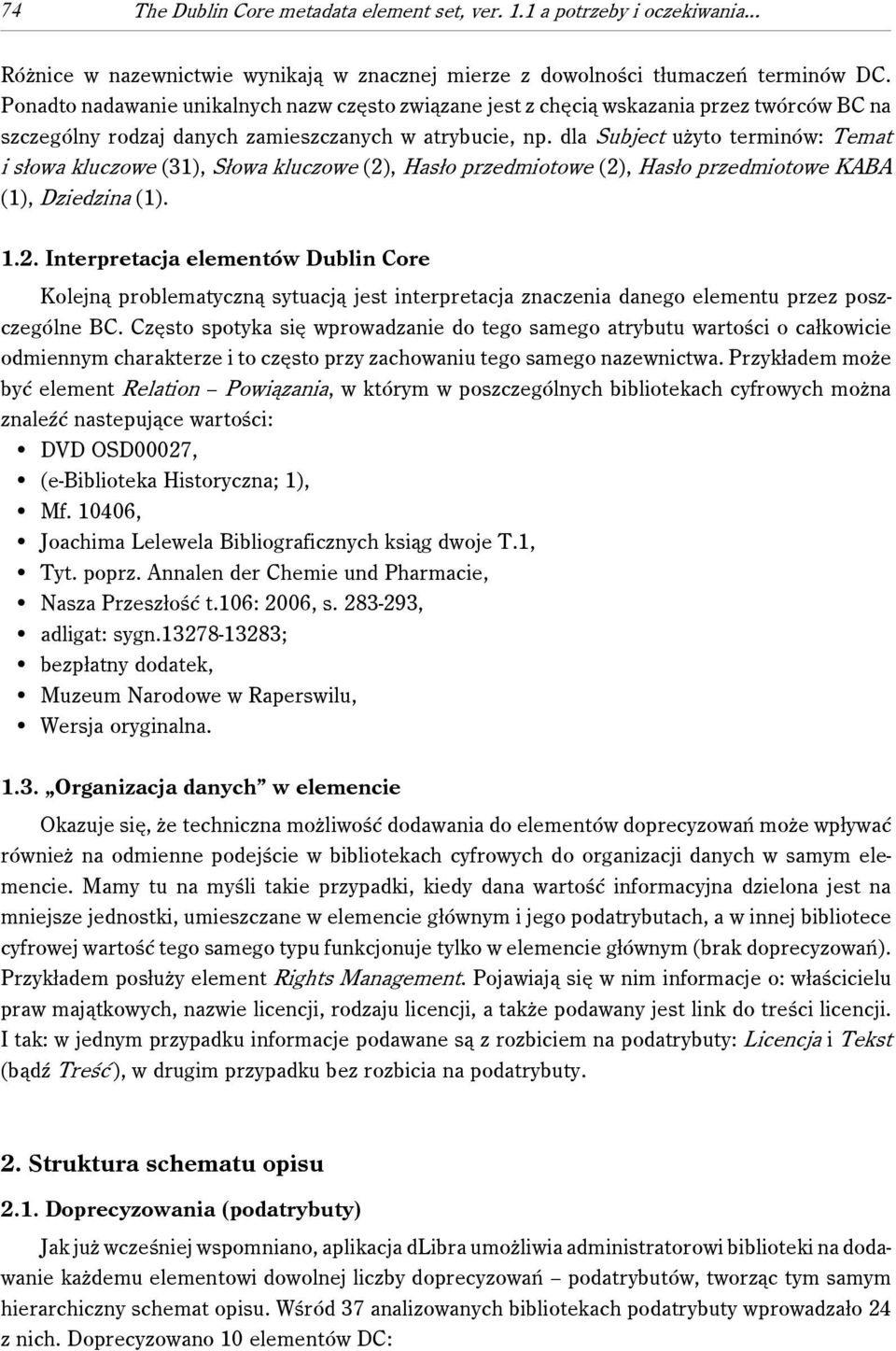 dla Subject użyto terminów: Temat i słowa kluczowe (31), Słowa kluczowe (2)