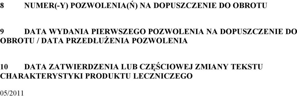 DATA PRZEDŁUŻENIA POZWOLENIA 10 DATA ZATWIERDZENIA LUB