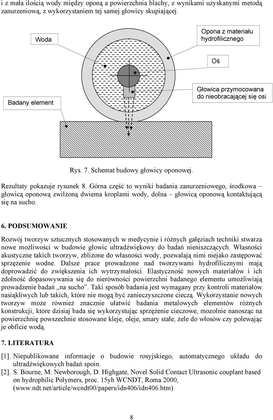 Górna część to wyniki badania zanurzeniowego, środkowa głowicą oponową zwilżoną dwiema kroplami wody, dolna głowicą oponową kontaktującą się na sucho. 6.