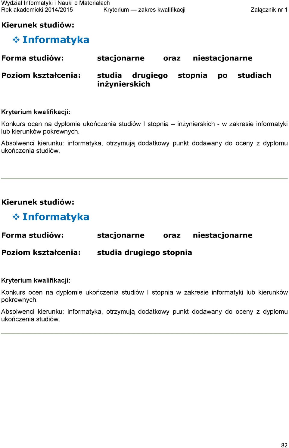 Absolwenci kierunku: informatyka, otrzymują dodatkowy punkt dodawany do oceny z dyplomu ukończenia studiów.