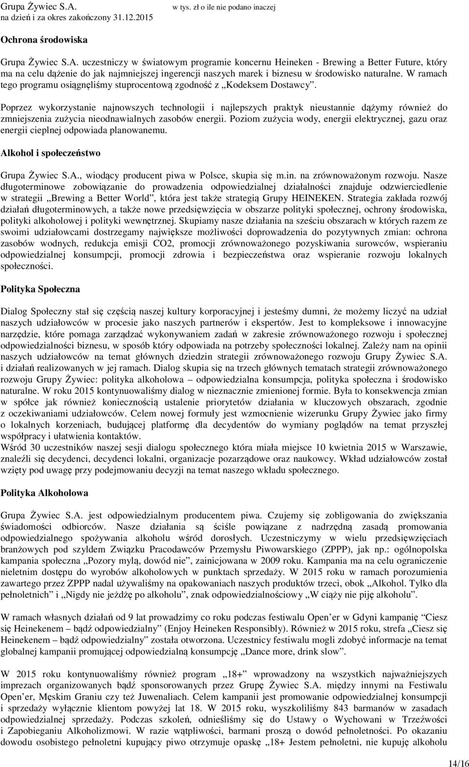 W ramach tego programu osiągnęliśmy stuprocentową zgodność z Kodeksem Dostawcy.