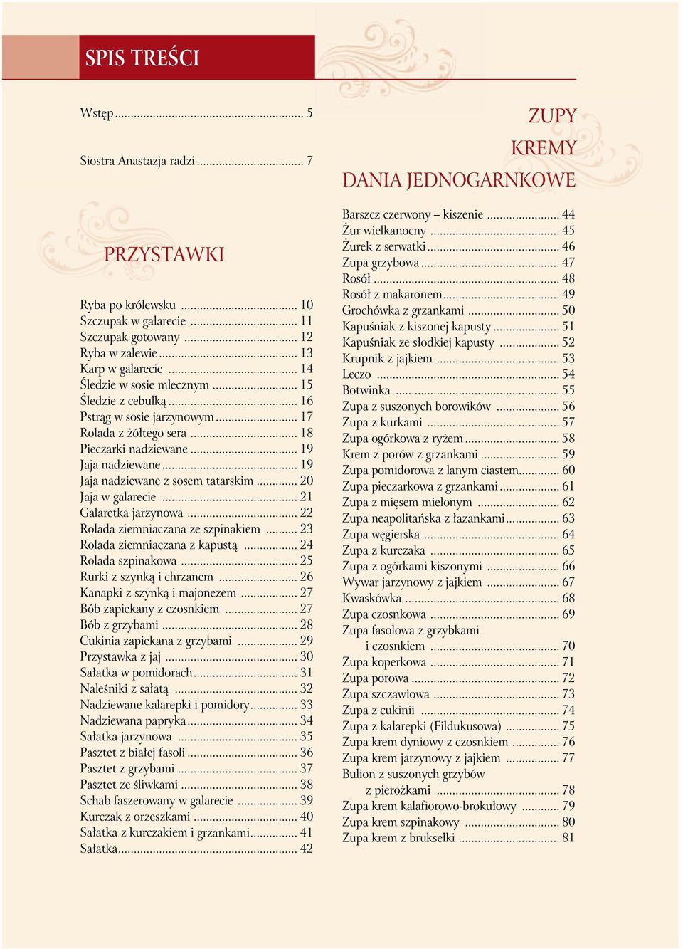 .. 21 Galaretka jarzynowa... 22 Rolada ziemniaczana ze szpinakiem... 23 Rolada ziemniaczana z kapustą... 24 Rolada szpinakowa... 25 Rurki z szynką i chrzanem... 26 Kanapki z szynką i majonezem.