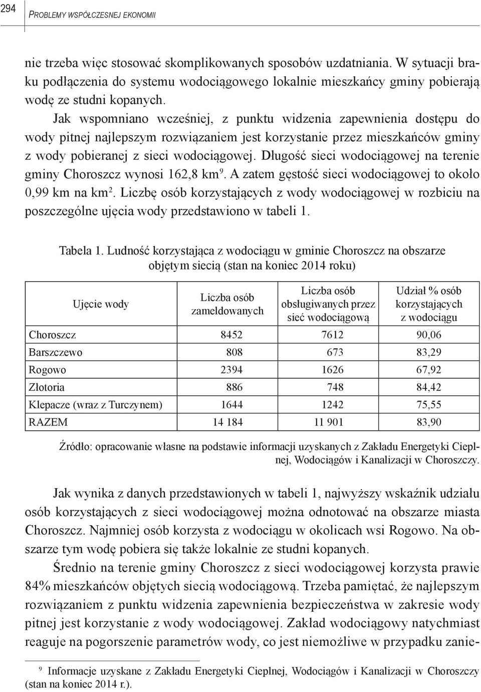 Jak wspomniano wcześniej, z punktu widzenia zapewnienia dostępu do wody pitnej najlepszym rozwiązaniem jest korzystanie przez mieszkańców gminy z wody pobieranej z sieci wodociągowej.