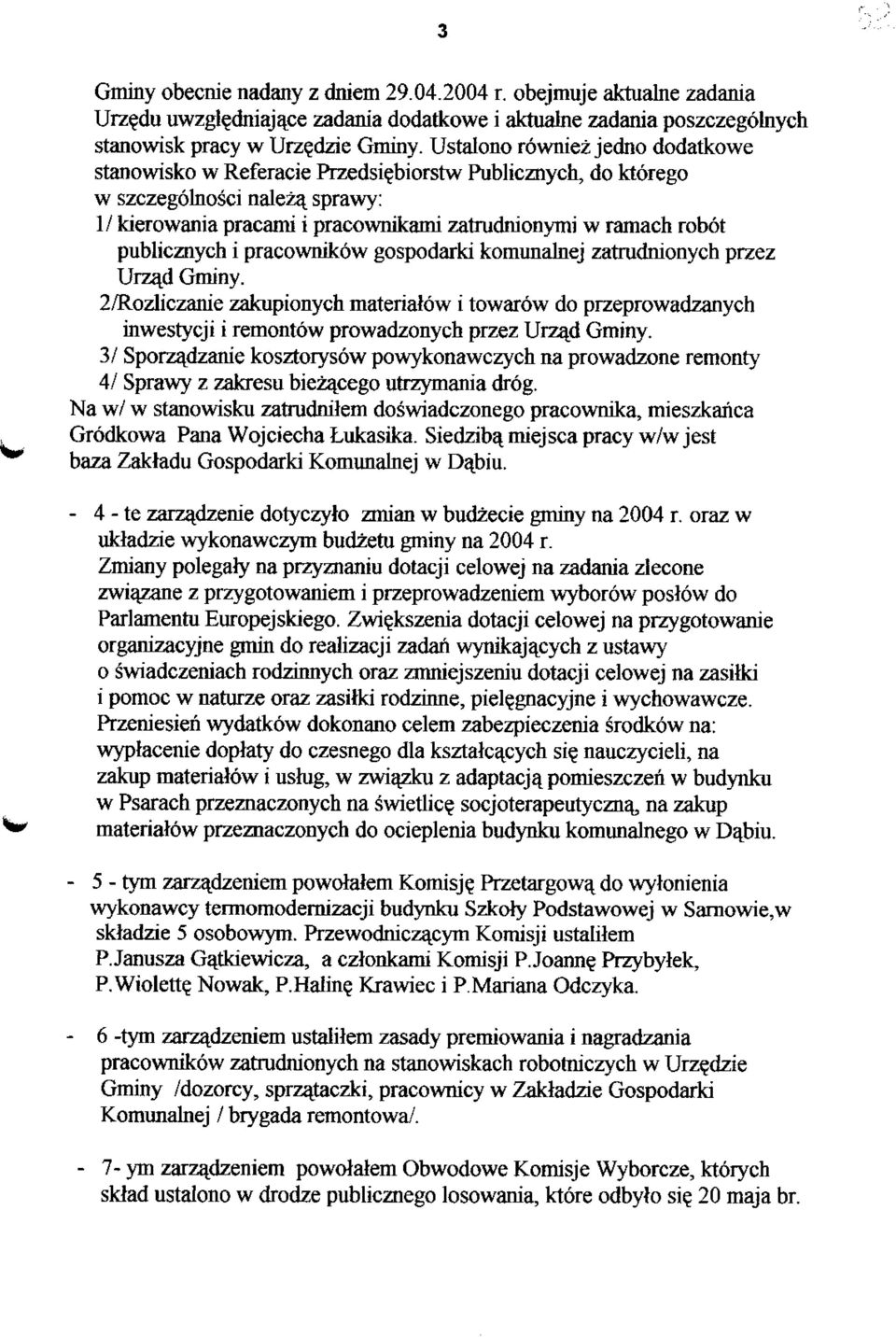 publicznych i pracownikow gospodarki komunalnej zatrudnionych przez Urza^d Gminy.