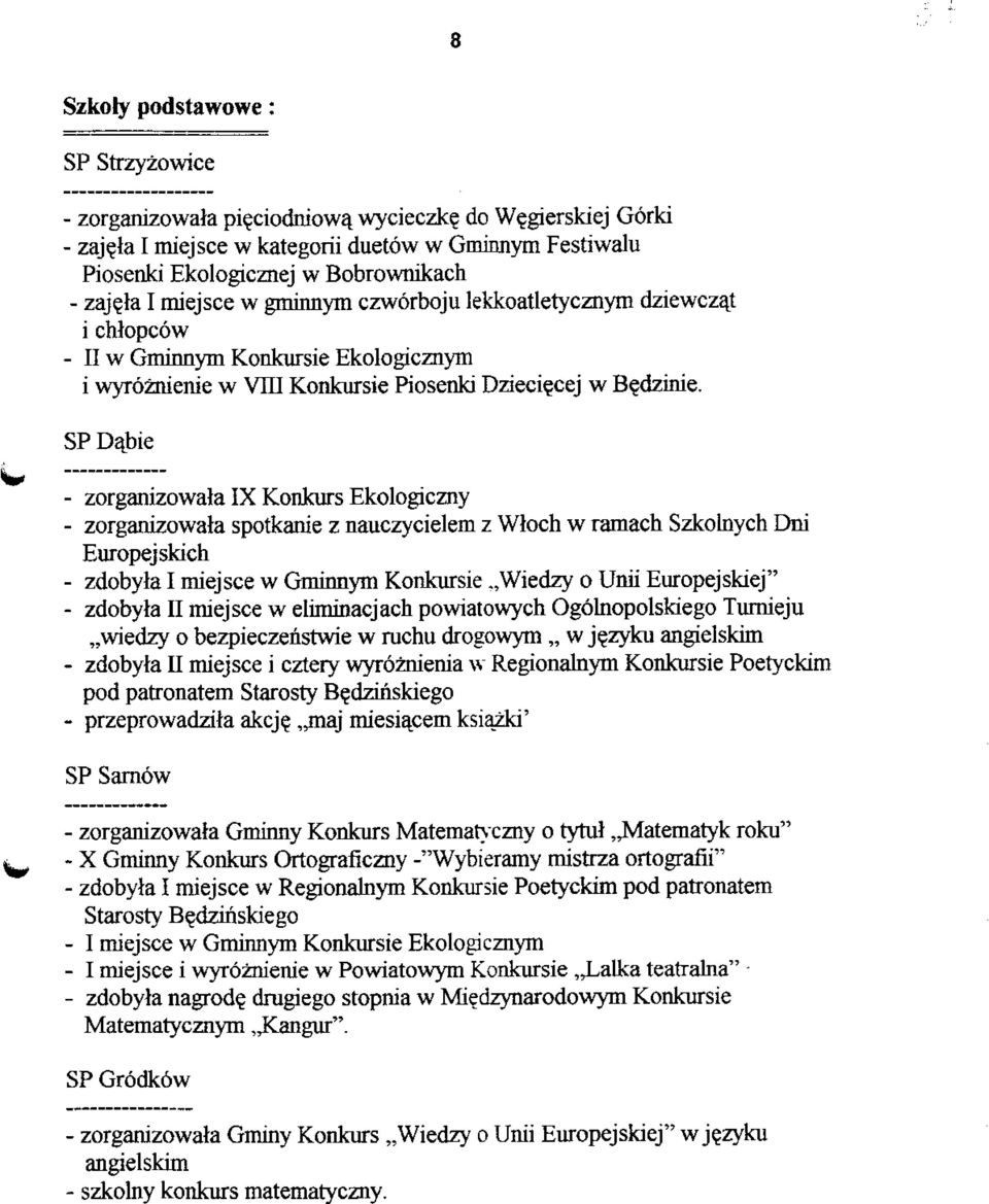 Ekologicznym i wyroznienie w VIII Konkursie Piosenki Dziecie_cej w B?dzinie.