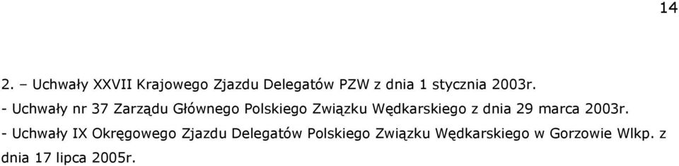 - Uchwały nr 37 Zarządu Głównego Polskiego Związku Wędkarskiego z