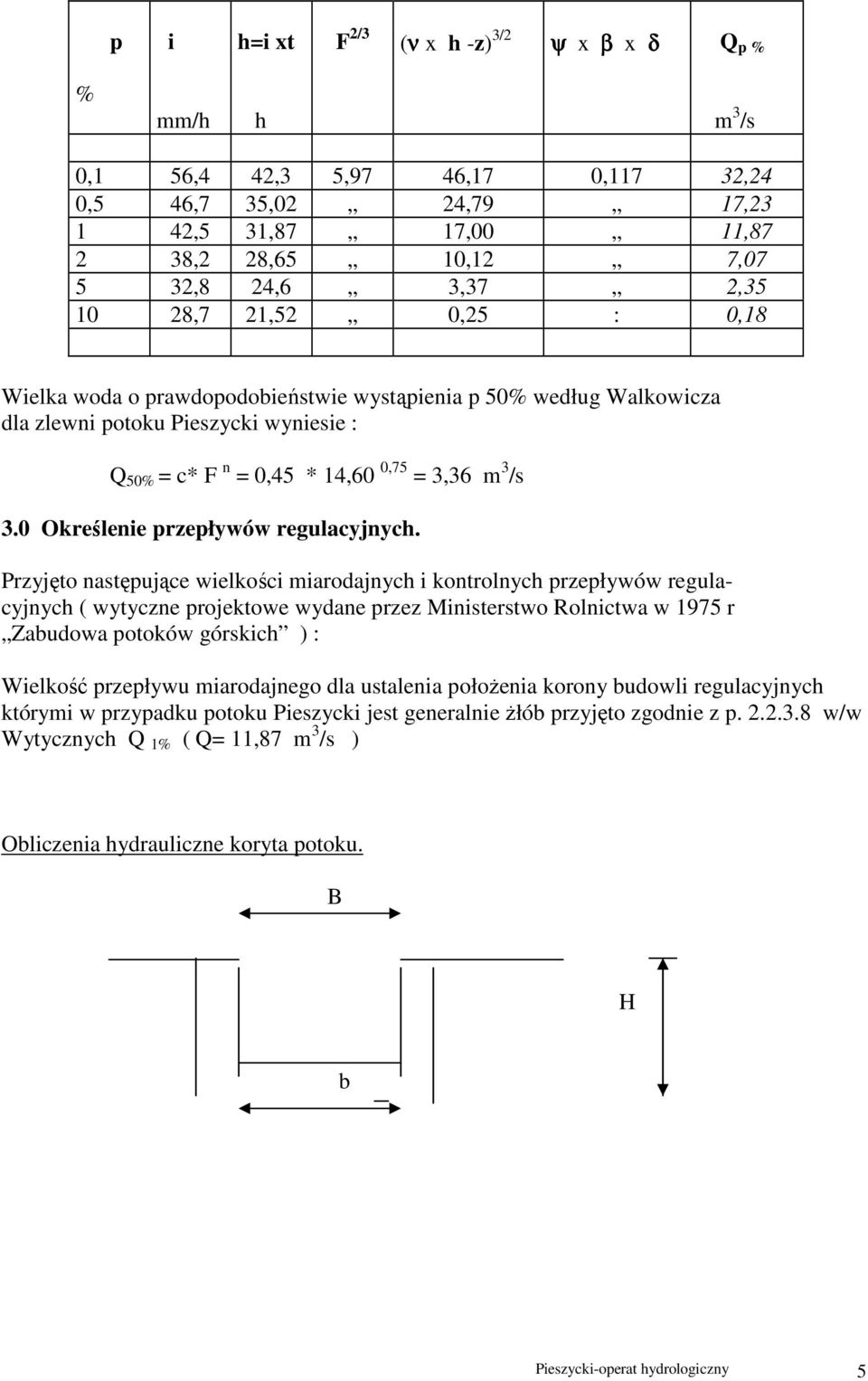 0 Określenie przepływów regulacyjnych.