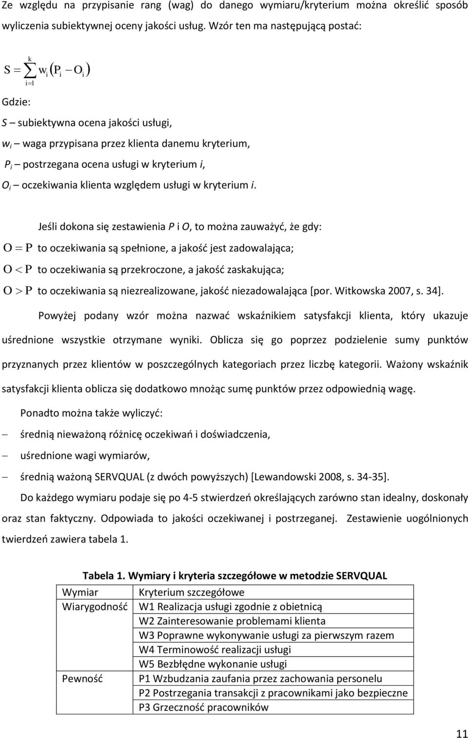 oczekiwania klienta względem usługi w kryterium i.