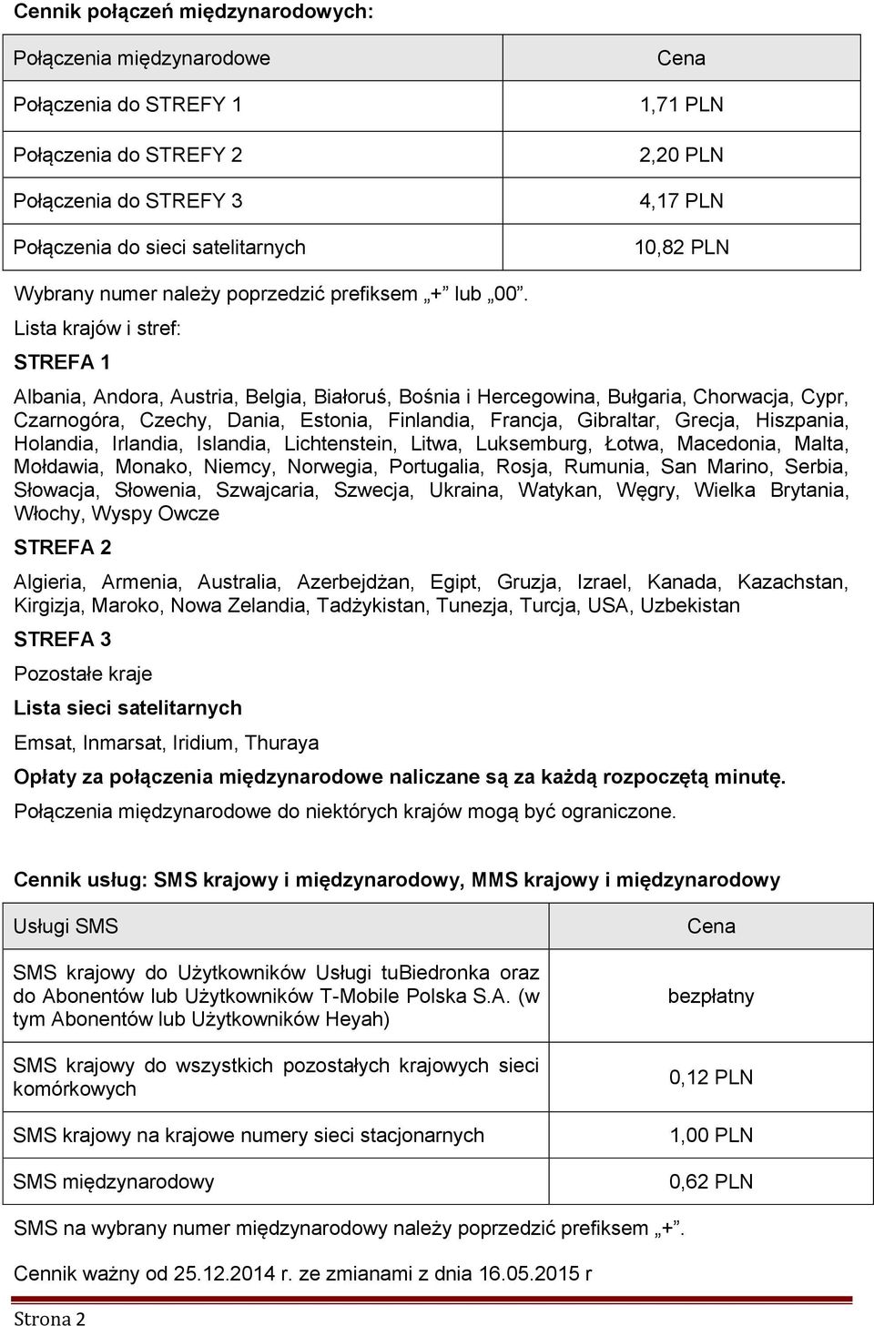 Lista krajów i stref: STREFA 1 Albania, Andora, Austria, Belgia, Białoruś, Bośnia i Hercegowina, Bułgaria, Chorwacja, Cypr, Czarnogóra, Czechy, Dania, Estonia, Finlandia, Francja, Gibraltar, Grecja,