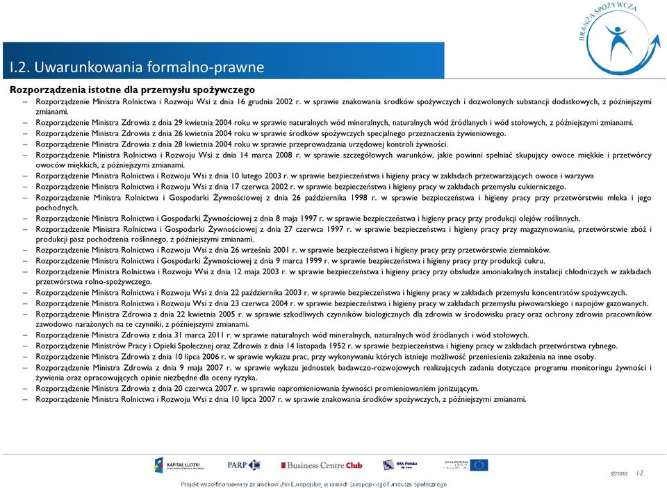 Rozporządzenie Ministra Zdrowia z dnia 29 kwietnia 2004 roku w sprawie naturalnych wód mineralnych, naturalnych wód źródlanych i wód stołowych, z późniejszymi zmianami.