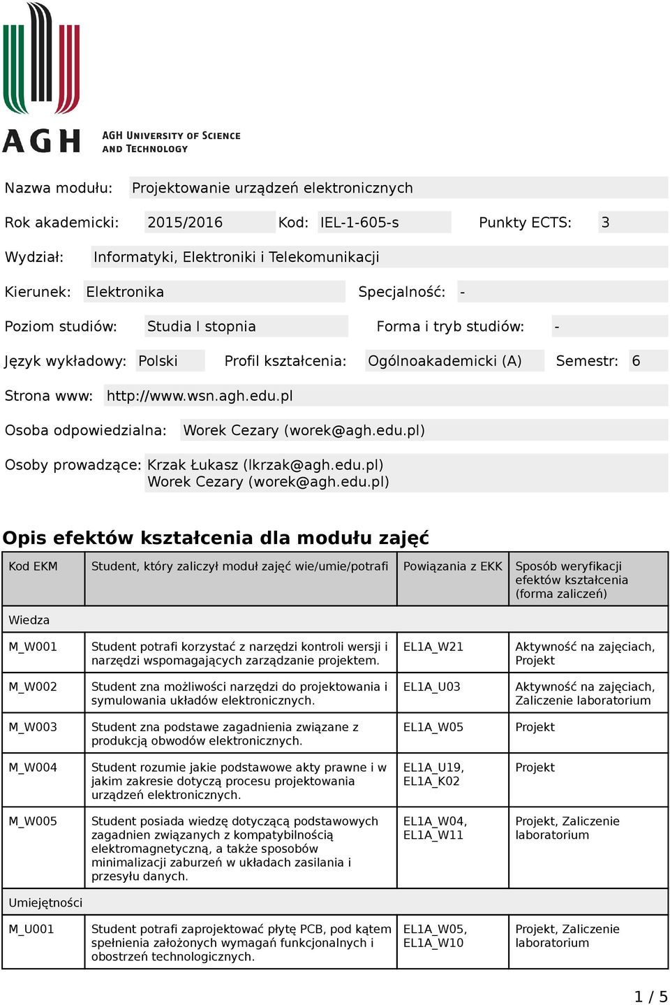 pl Osoba odpowiedzialna: Worek Cezary (worek@agh.edu.