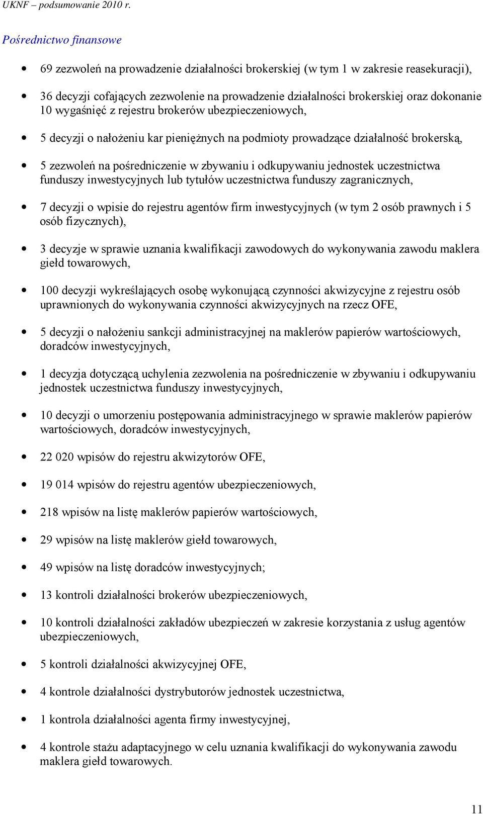 uczestnictwa funduszy inwestycyjnych lub tytułów uczestnictwa funduszy zagranicznych, 7 decyzji o wpisie do rejestru agentów firm inwestycyjnych (w tym 2 osób prawnych i 5 osób fizycznych), 3 decyzje