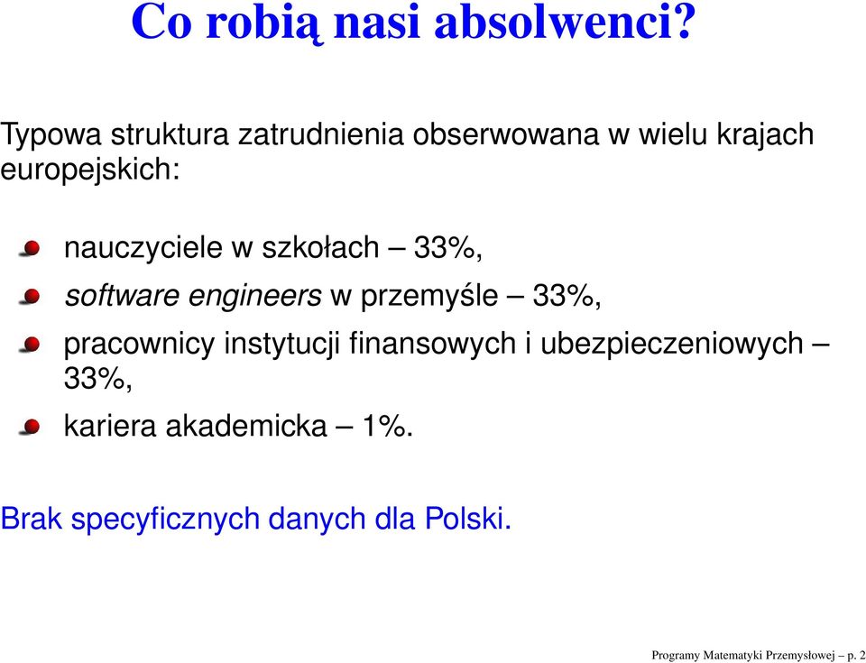 nauczyciele w szkołach 33%, software engineers w przemyśle 33%, pracownicy