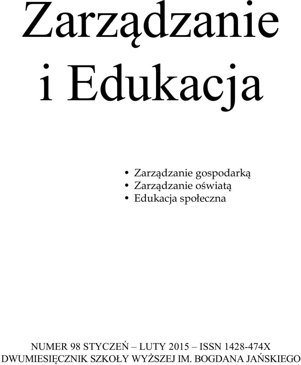 spo³eczna NUMER 98 STYCZEÑ LUTY 2015 ISSN