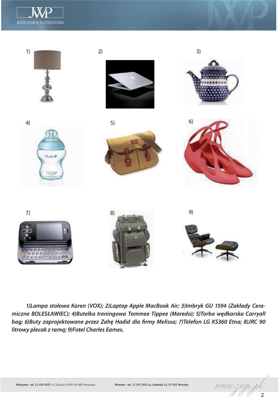 (Maredo); 5)Torba wędkarska Carryall bag; 6)Buty zaprojektowane przez Zahę Hadid dla