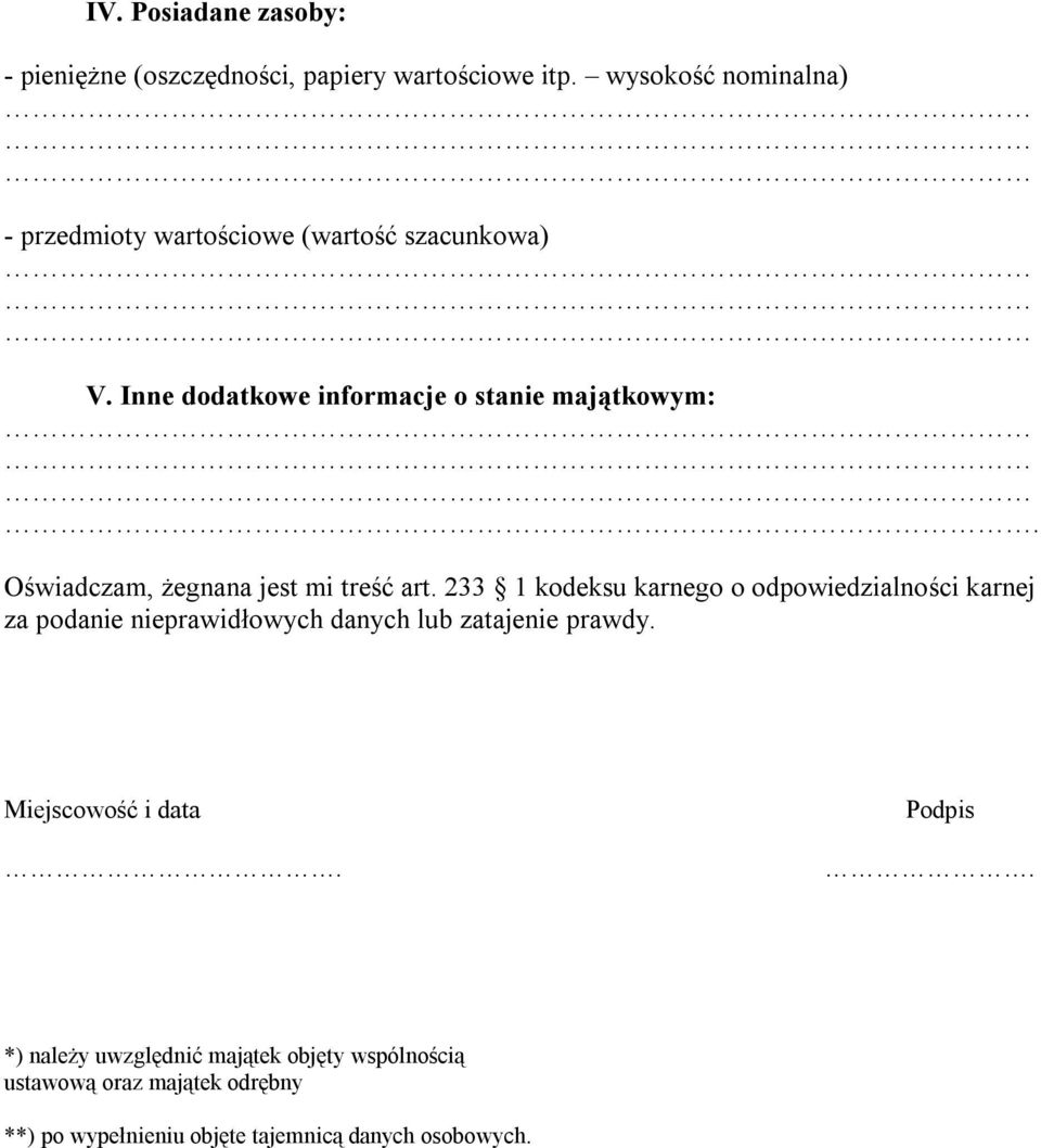 Oświadczam, żegnana jest mi treść art.